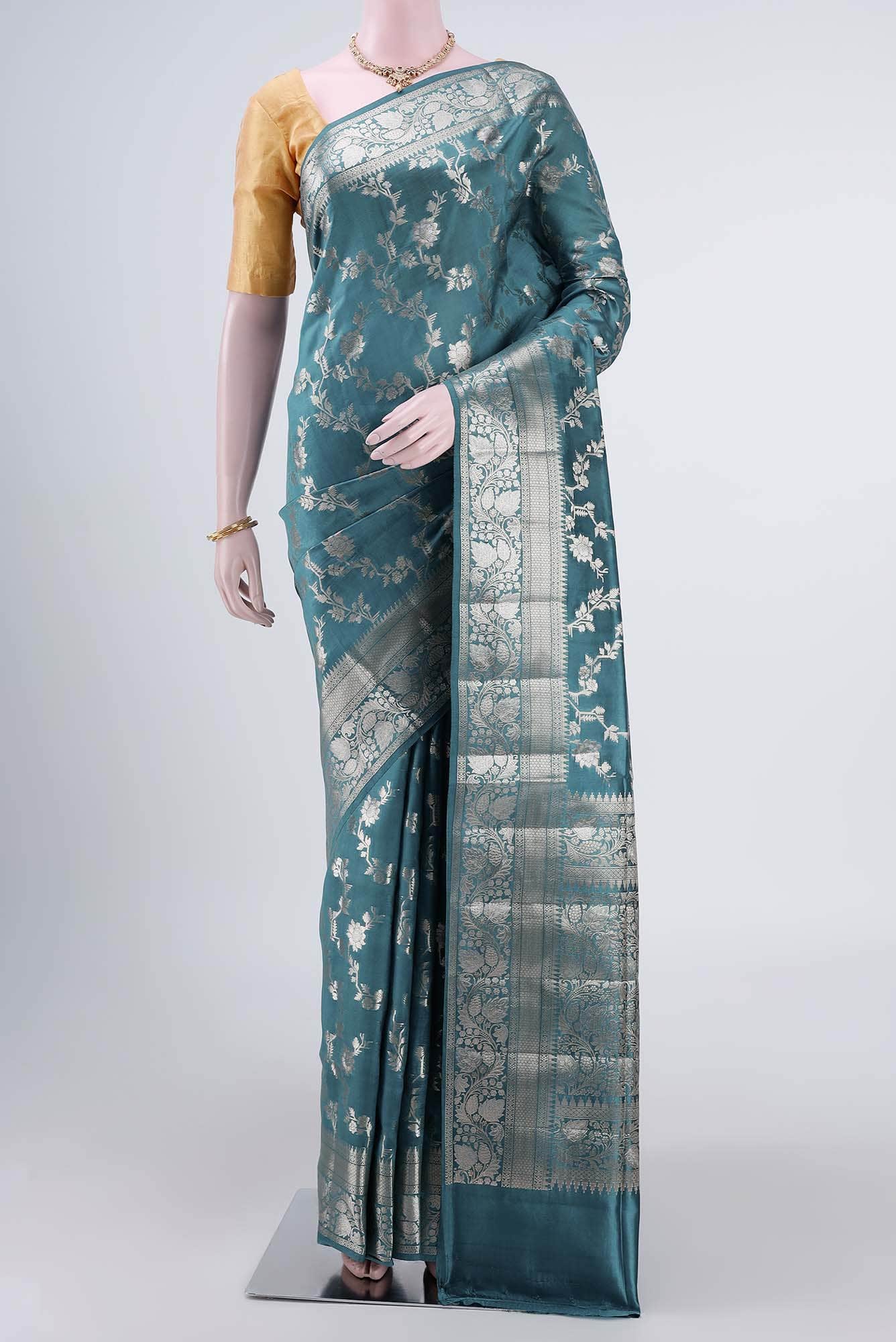 Blue Banarasi Raw Silk Saree