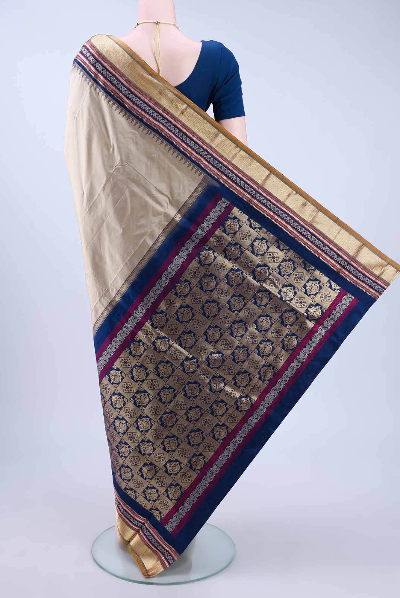 Dark Beige Bangalore Silk - kadyal Saree