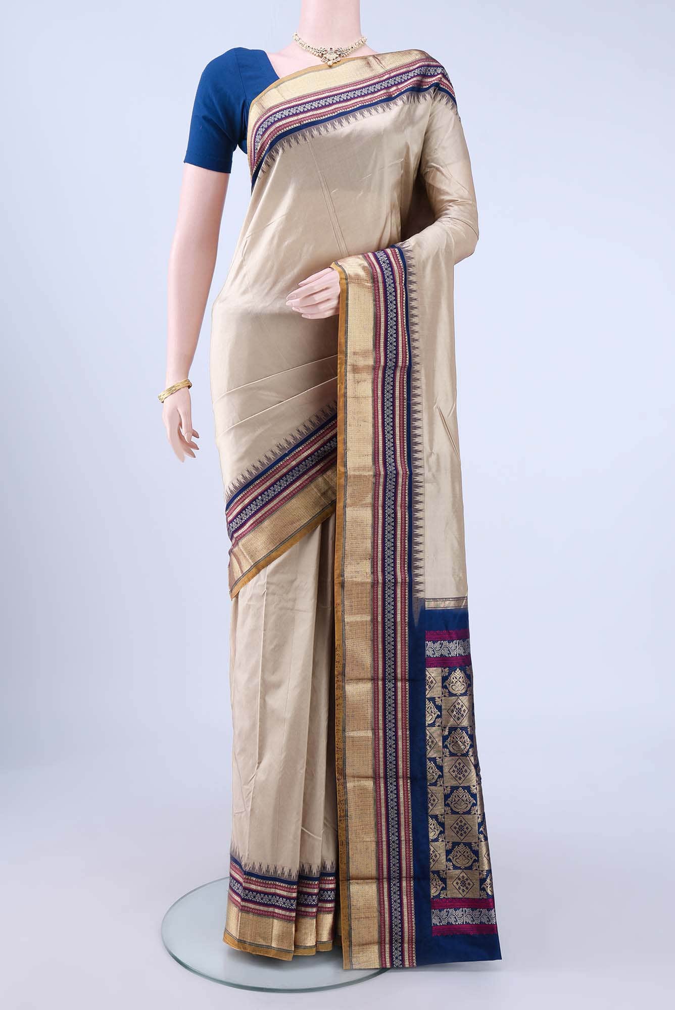 Dark Beige Bangalore Silk - kadyal Saree