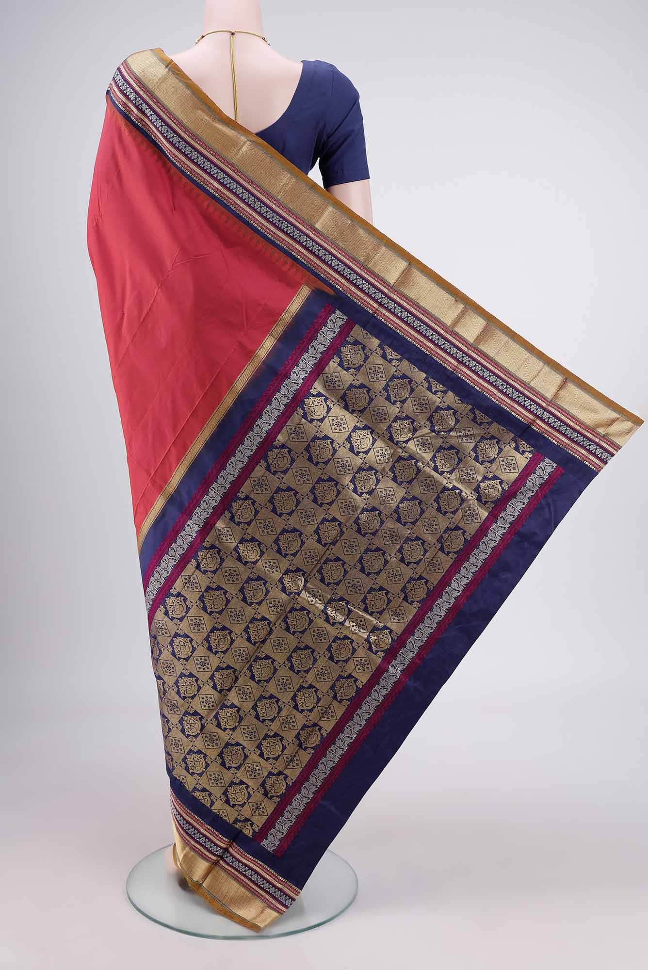 Brick Orange Bangalore Silk - kadyal Saree