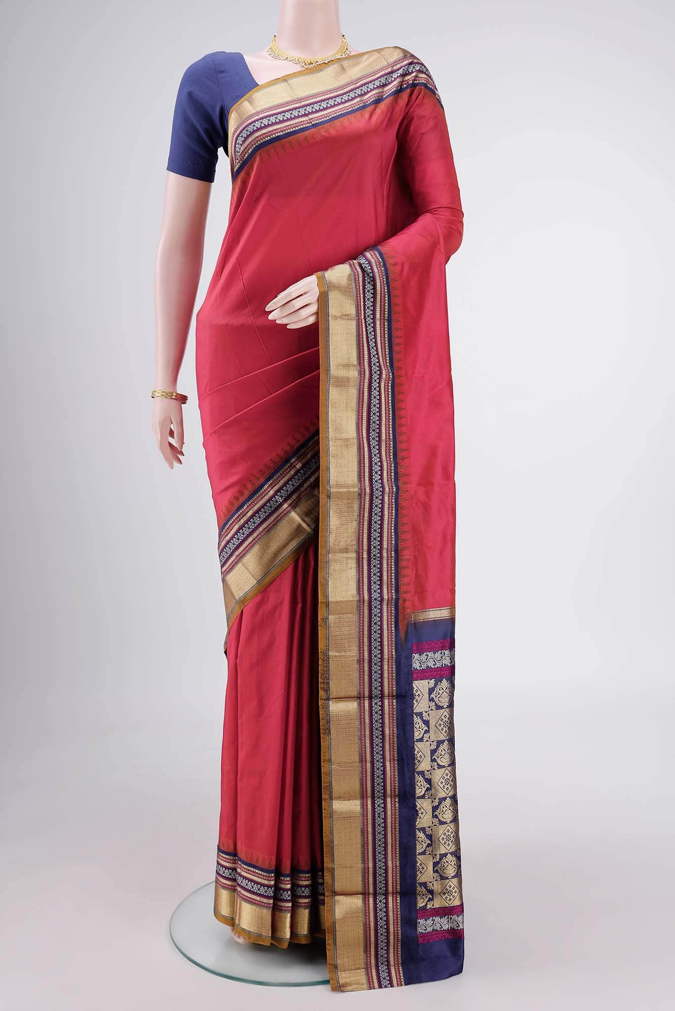 Brick Orange Bangalore Silk - kadyal Saree