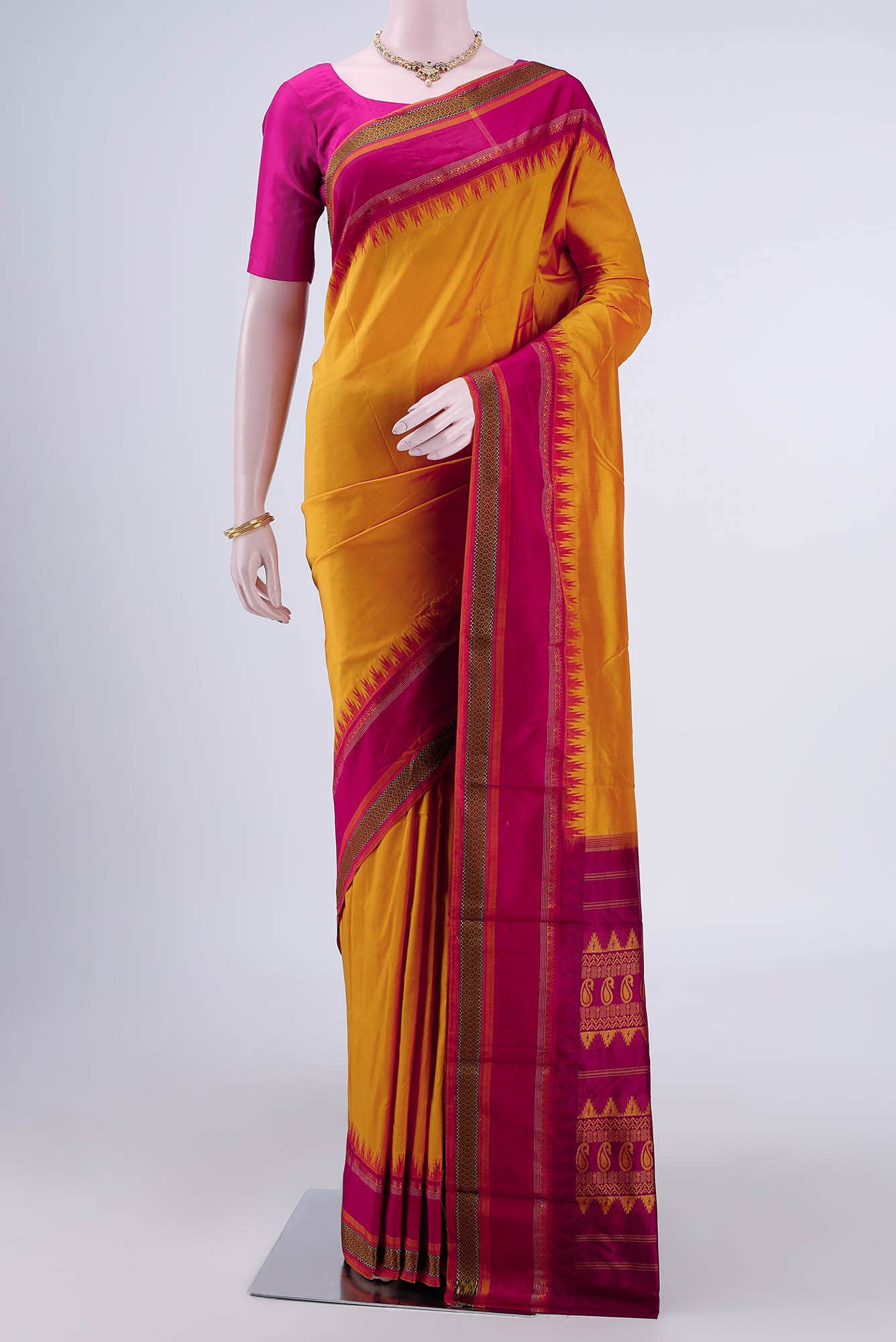 Mustard Bangalore Silk - kadyal Saree