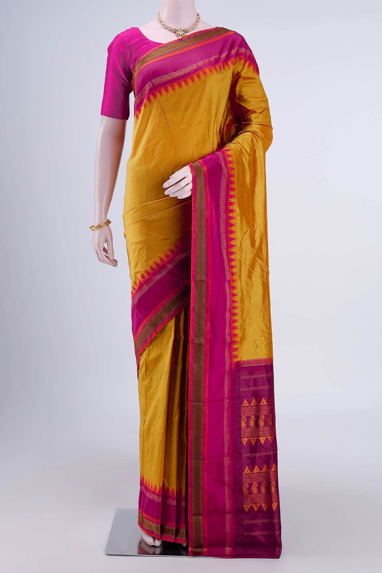 Mustard Bangalore Silk - kadyal Saree