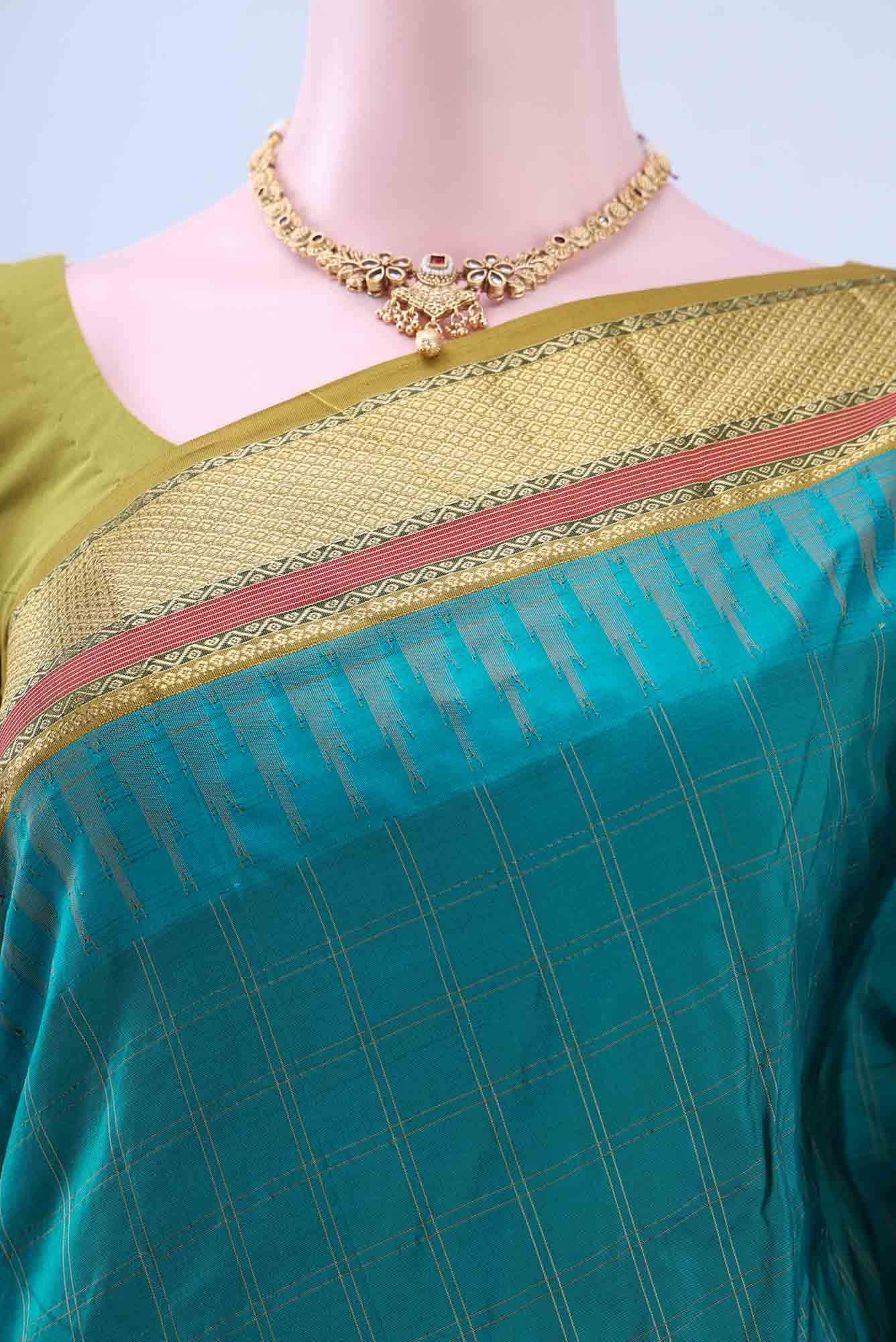 Peacock Blue Bangalore Silk - kadyal Saree