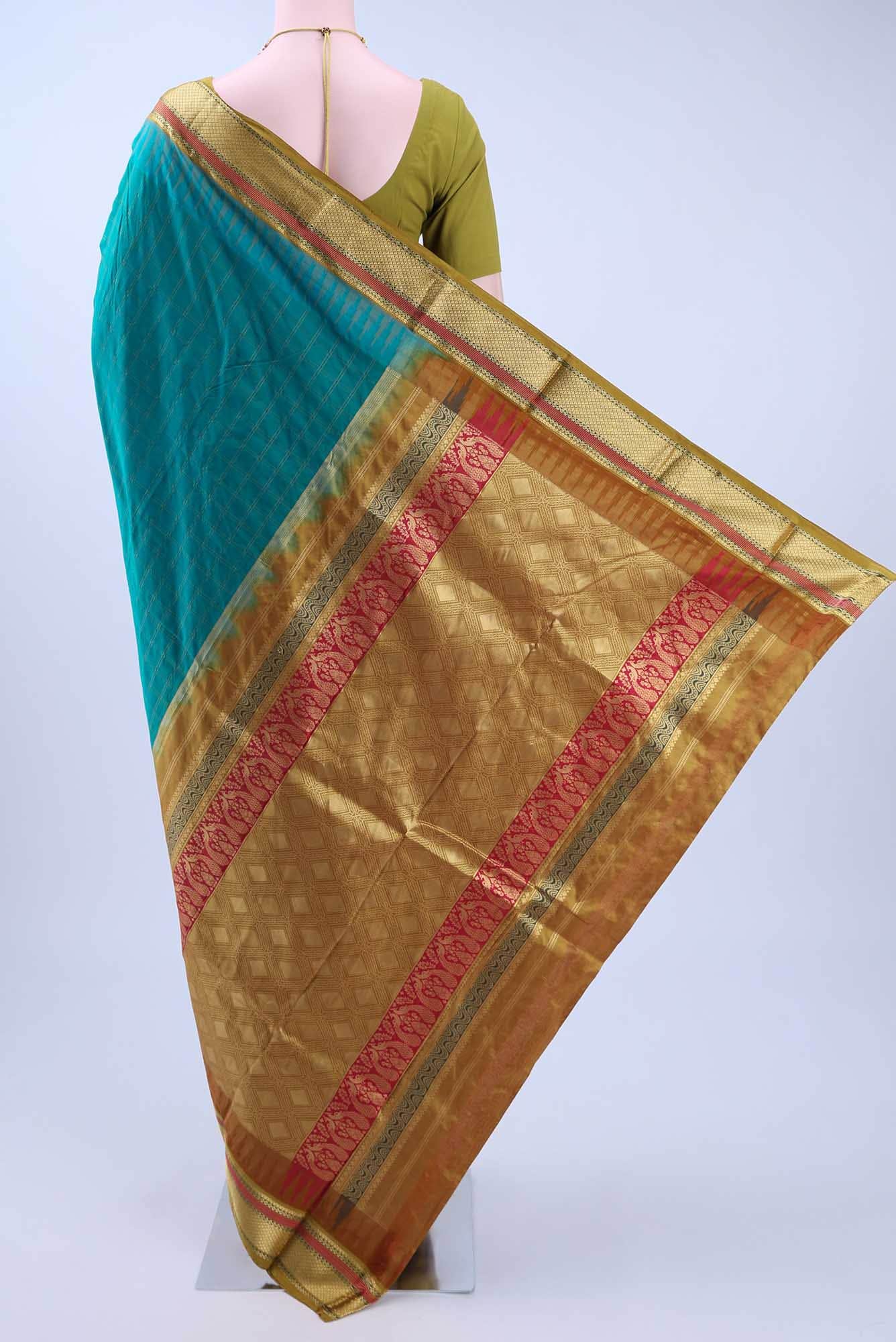 Peacock Blue Bangalore Silk - kadyal Saree