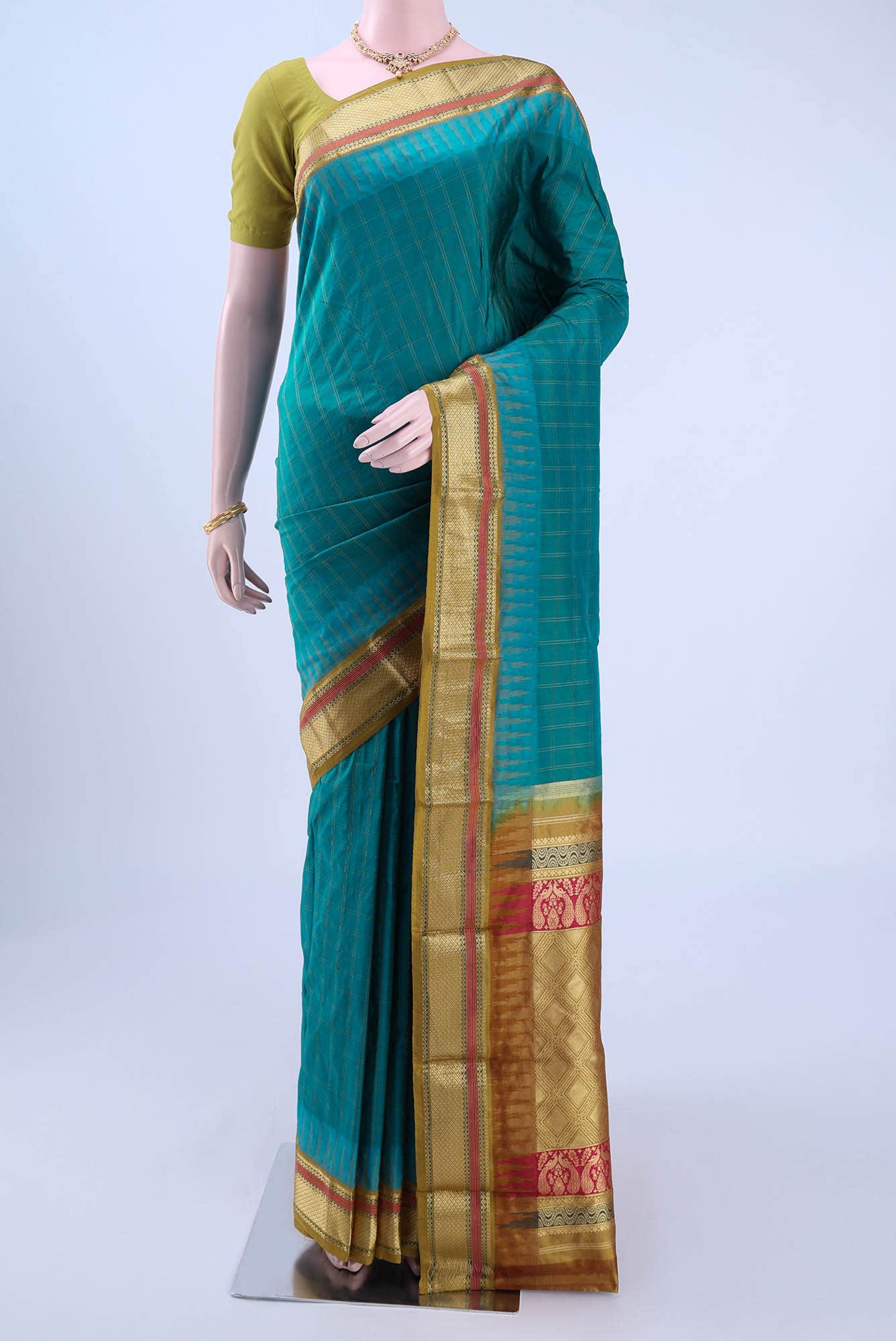 Peacock Blue Bangalore Silk - kadyal Saree