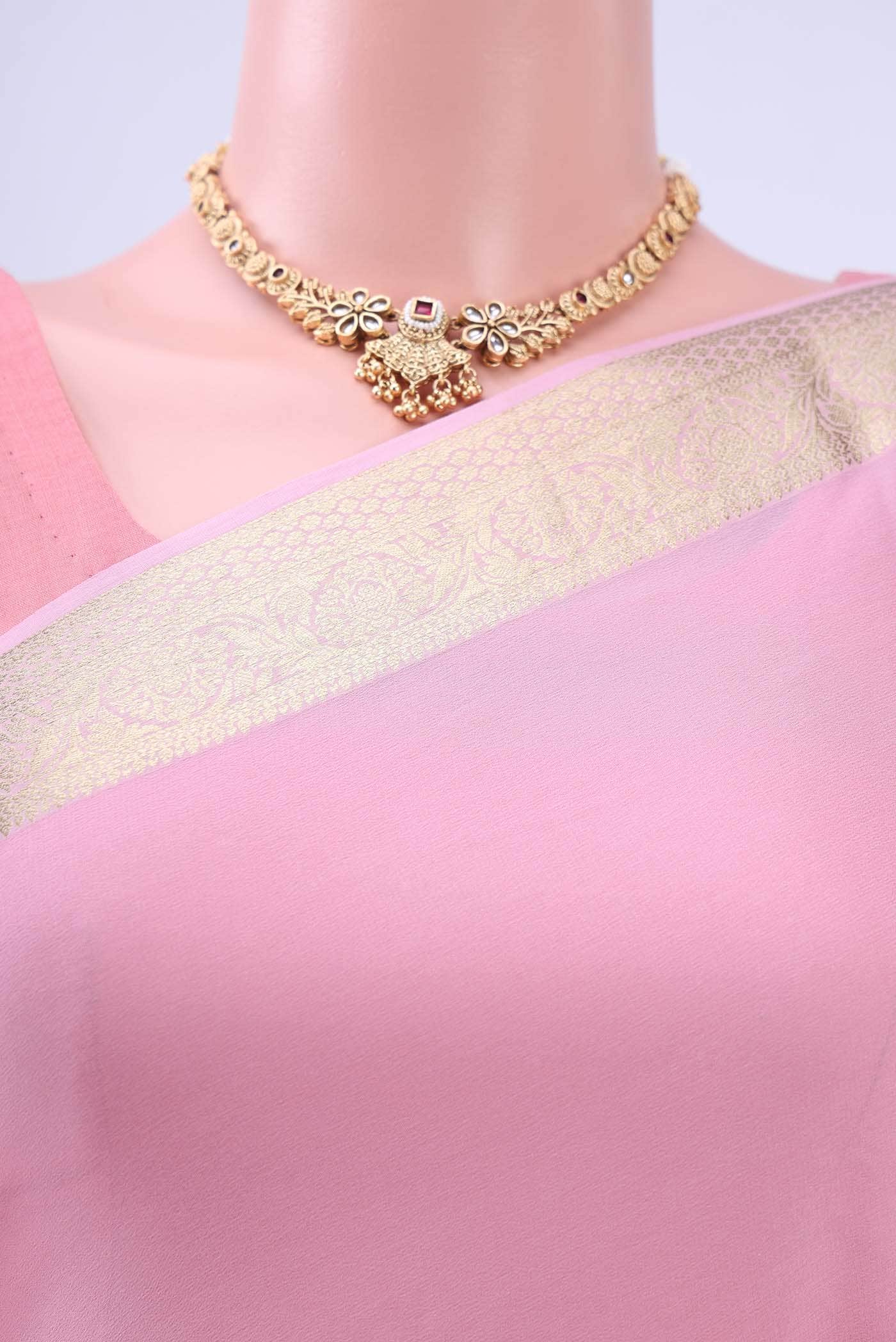 Peach Mysore Georgette Saree