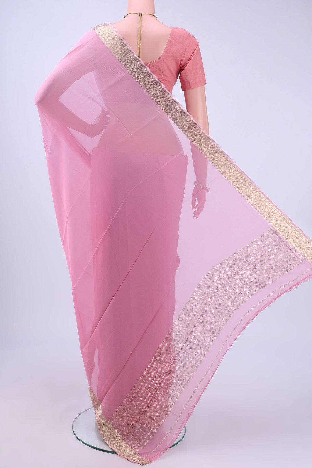 Peach Mysore Georgette Saree