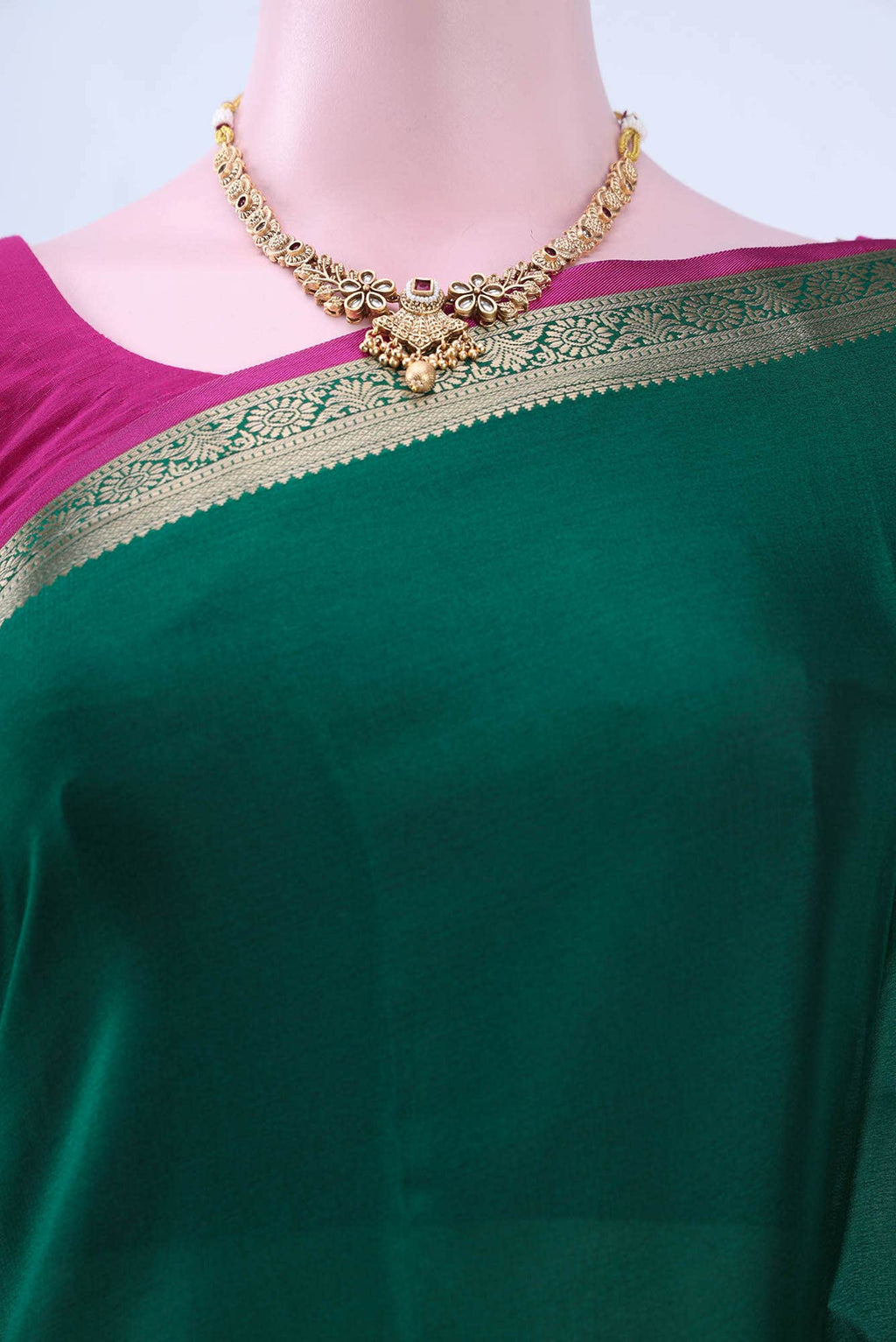 Bottle Green Mysore Crepe Saree