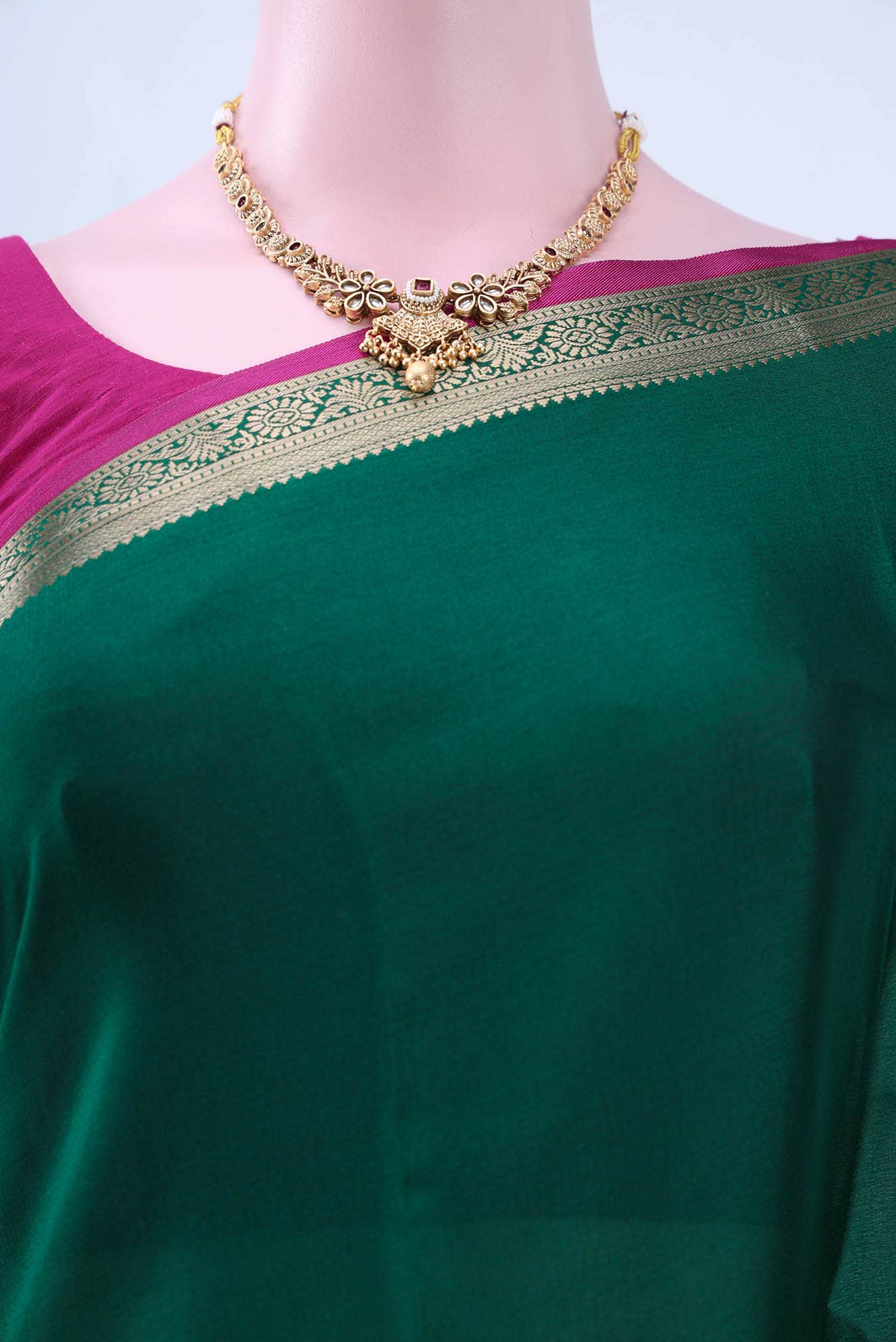 Bottle Green Mysore Crepe Saree
