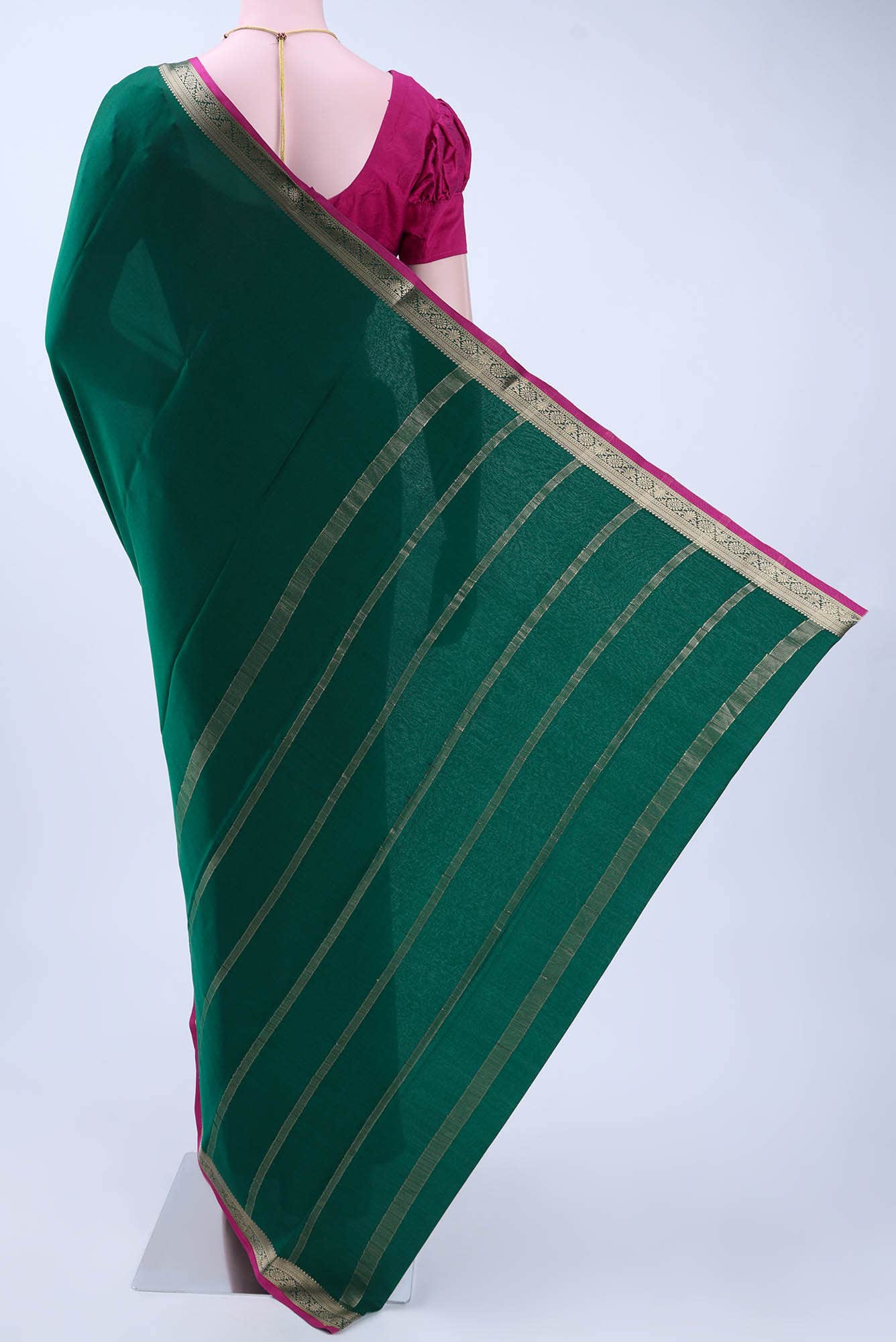 Bottle Green Mysore Crepe Saree