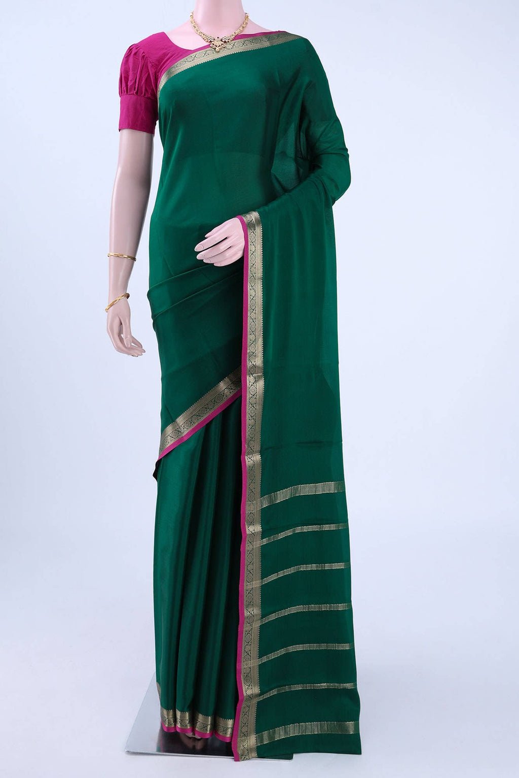 Bottle Green Mysore Crepe Saree