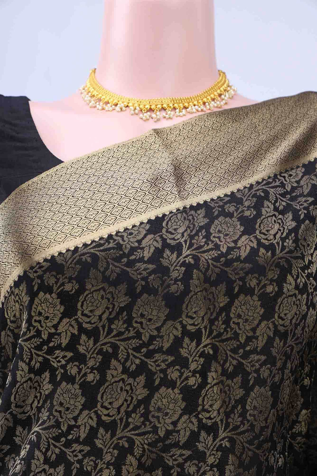 Black Mysore Crepe Saree