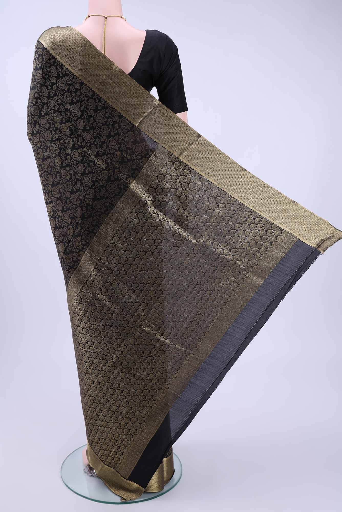 Black Mysore Crepe Saree