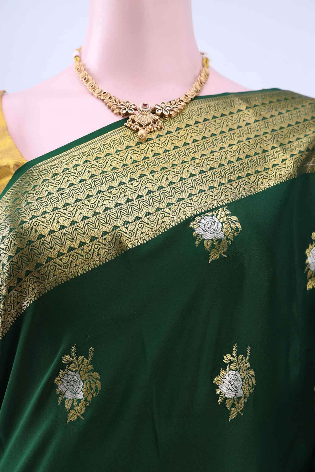 Bottle Green Mysore Crepe Saree