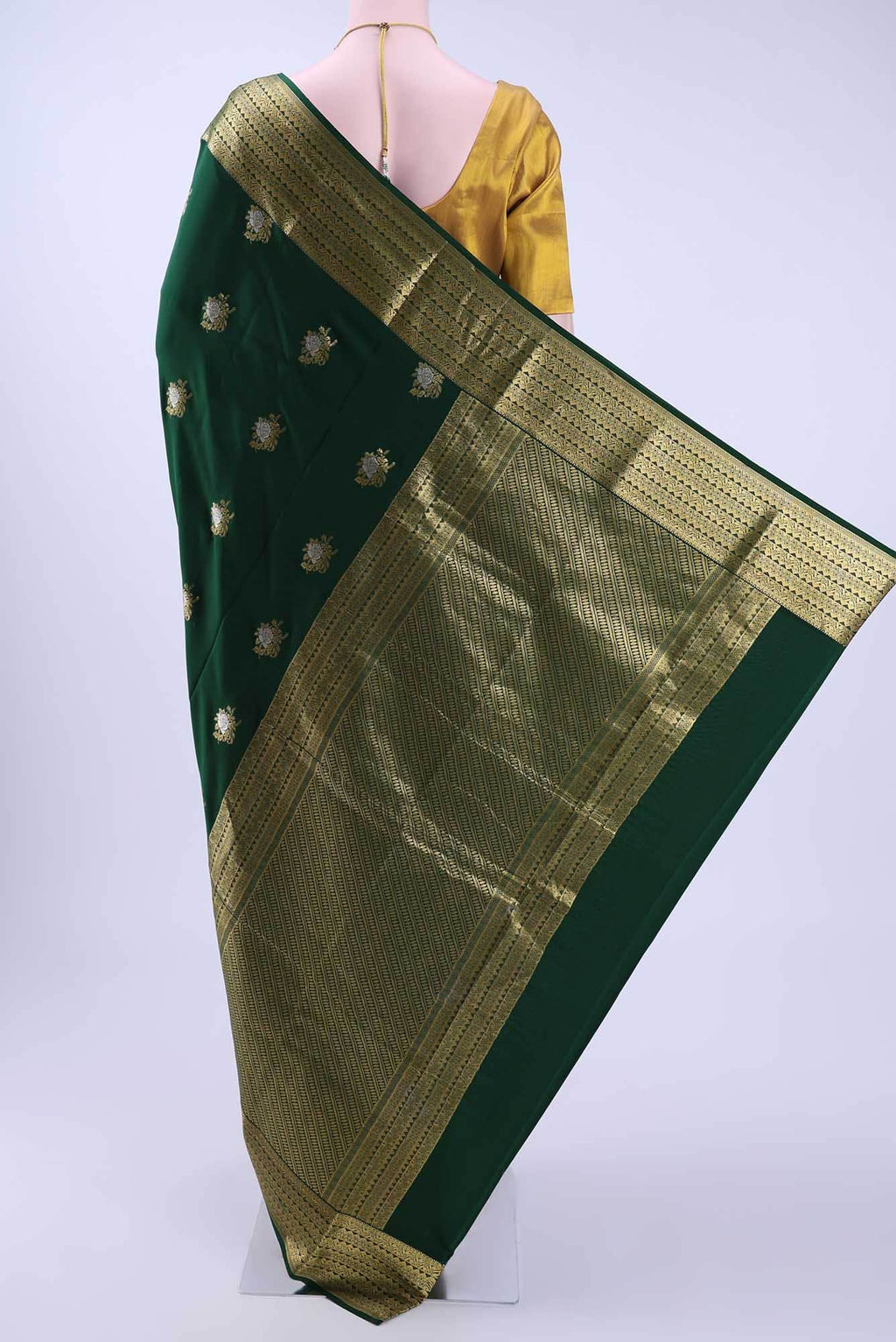 Bottle Green Mysore Crepe Saree