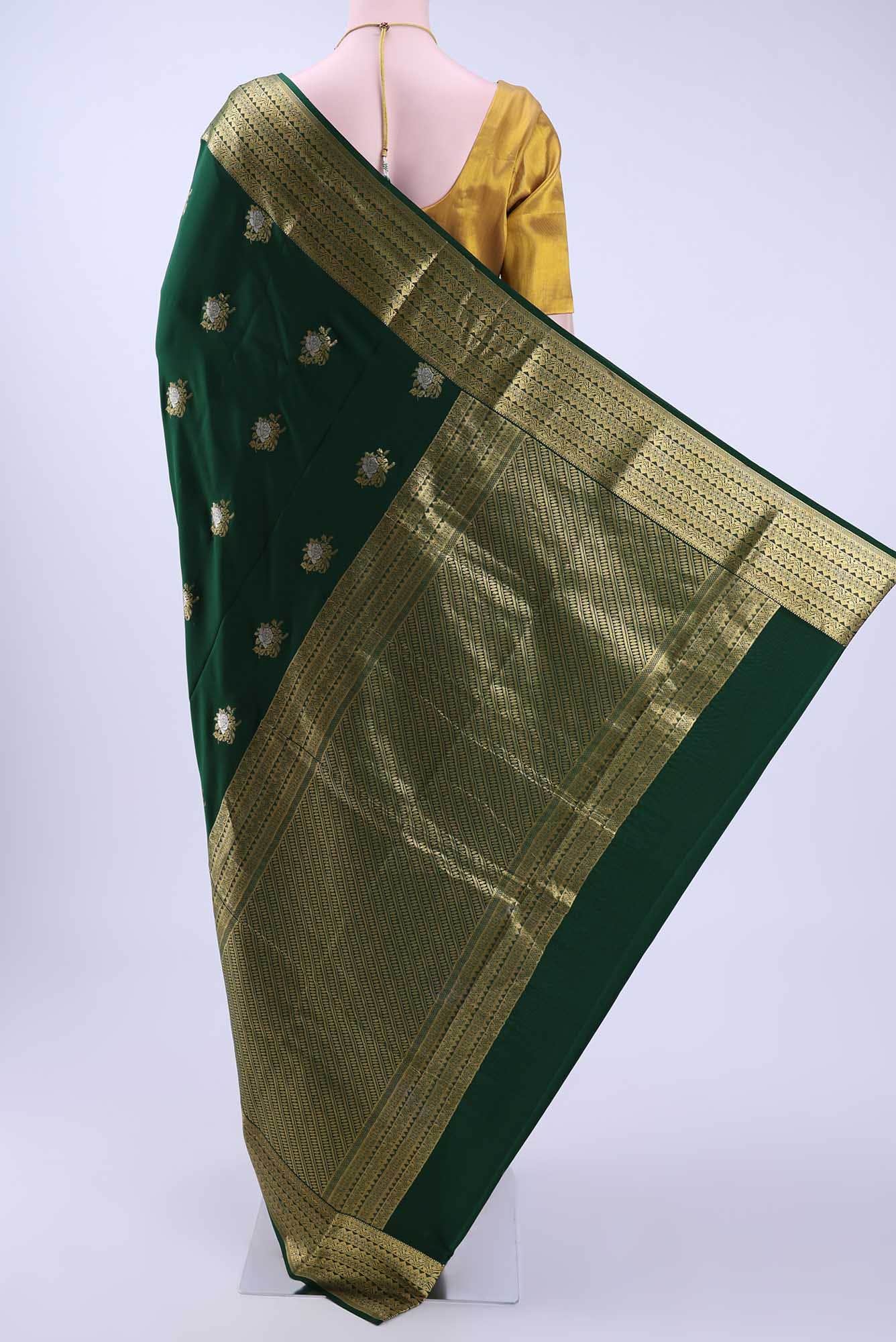 Bottle Green Mysore Crepe Saree