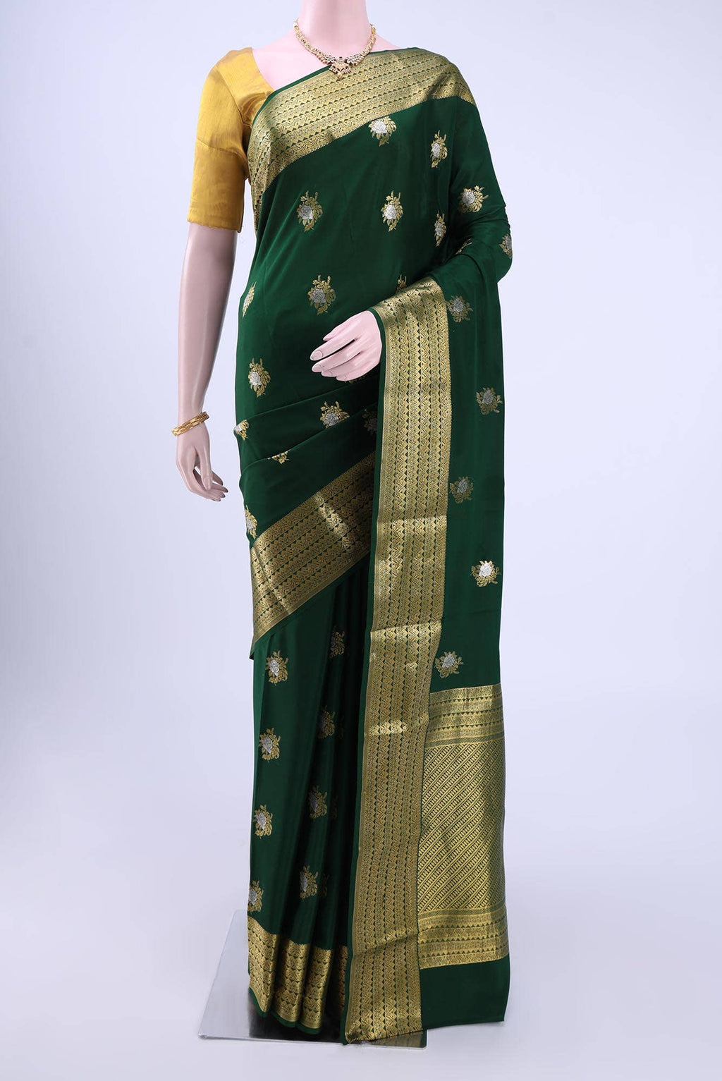 Bottle Green Mysore Crepe Saree