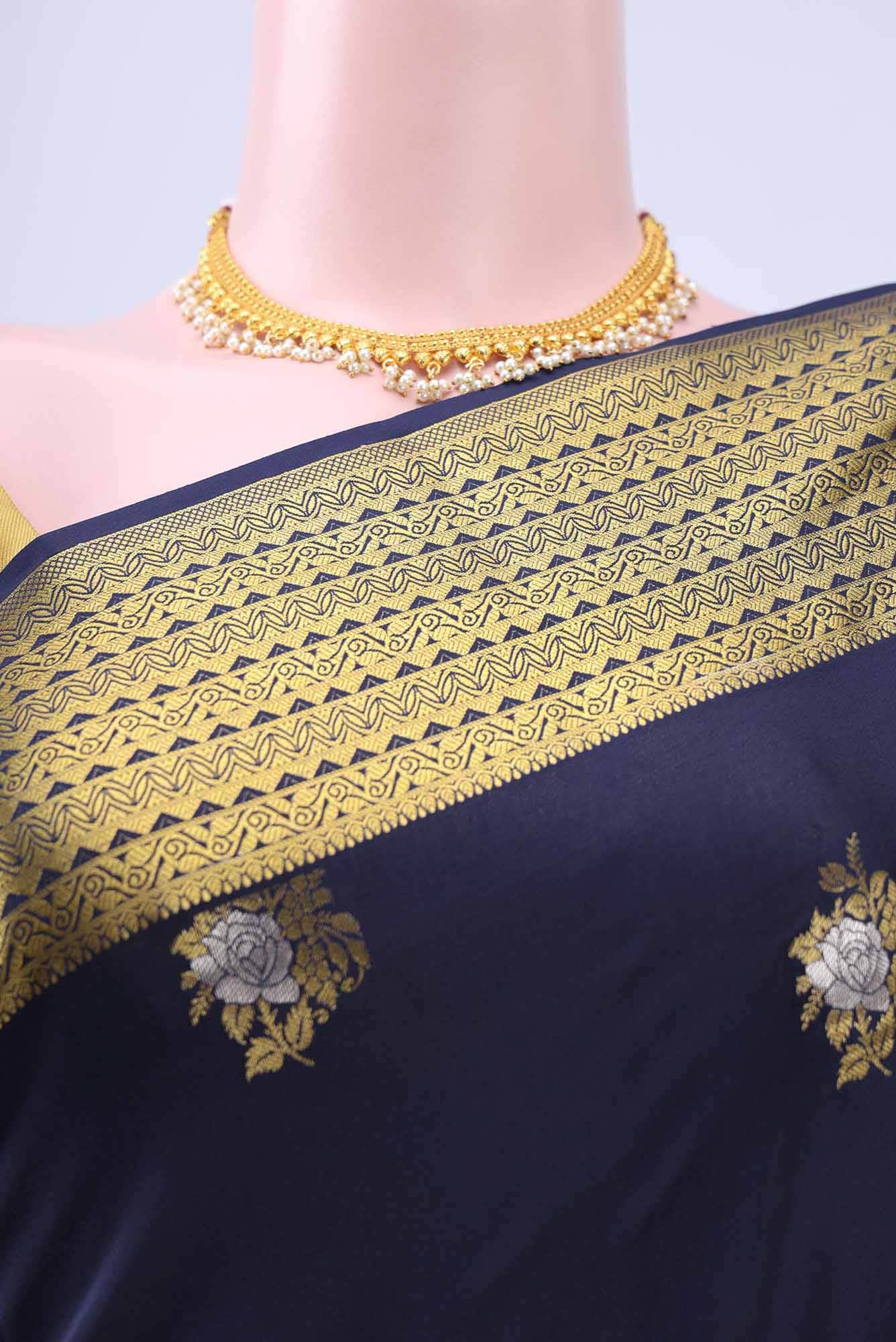 Navy Blue Crepe Saree