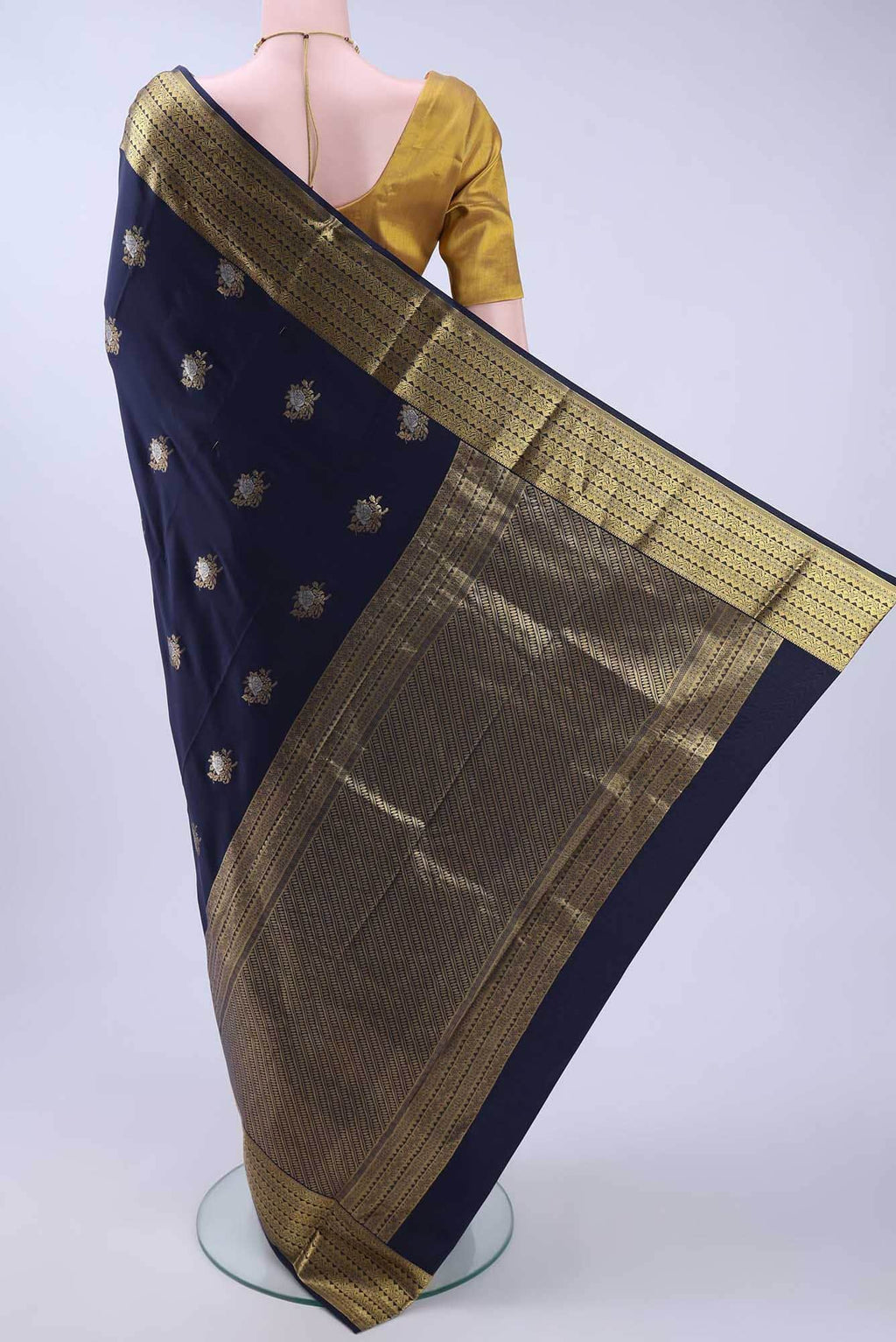 Navy Blue Crepe Saree