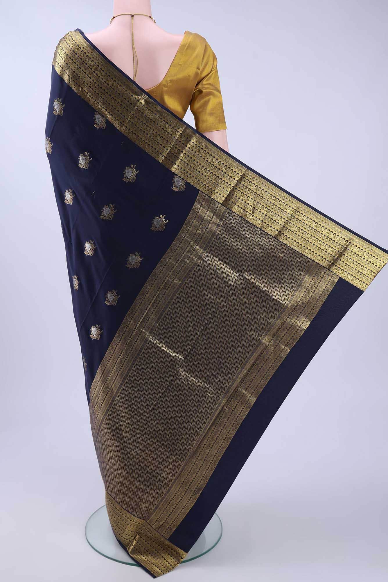 Navy Blue Crepe Saree