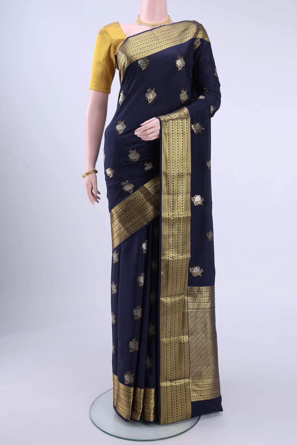 Navy Blue Crepe Saree
