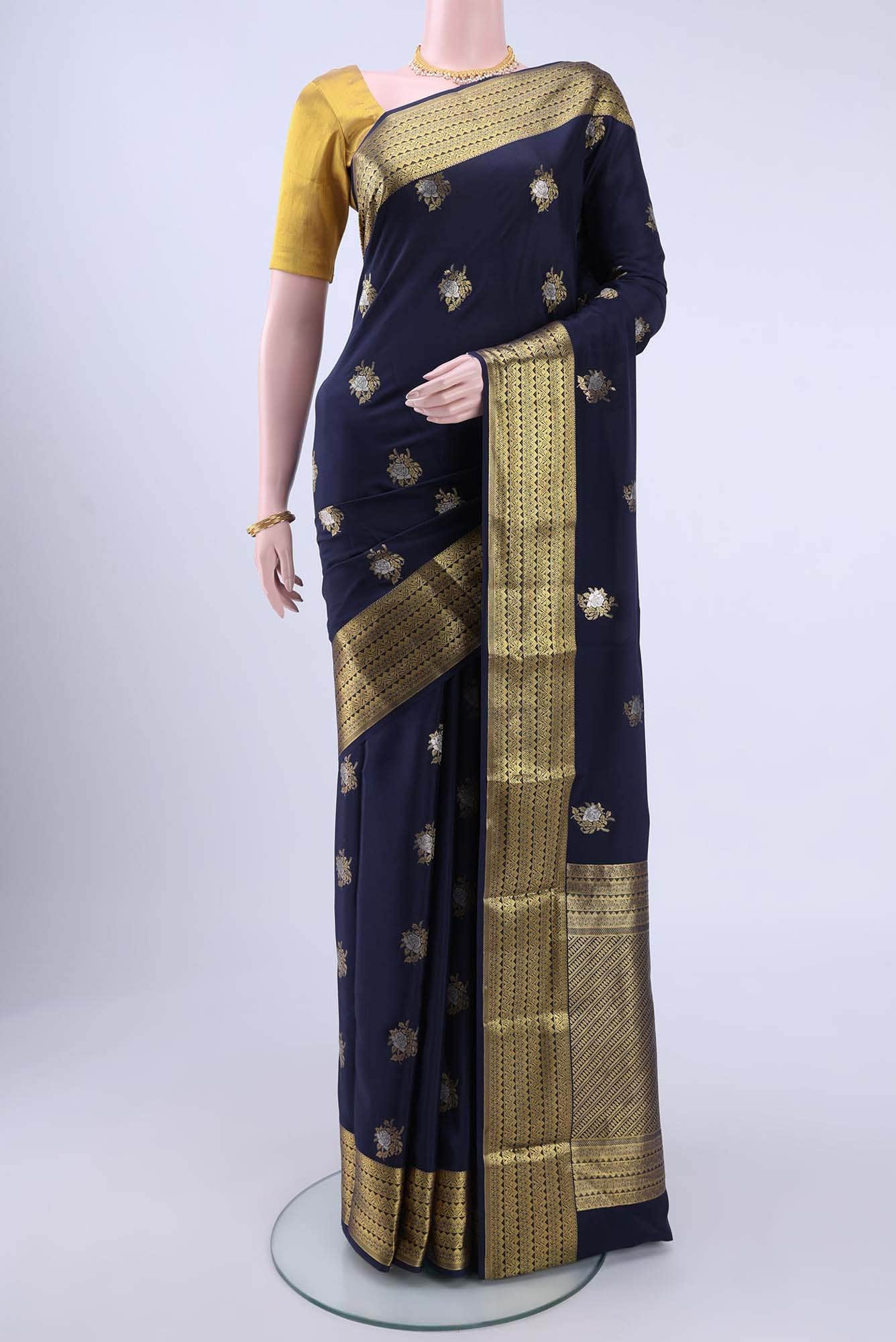 Navy Blue Crepe Saree