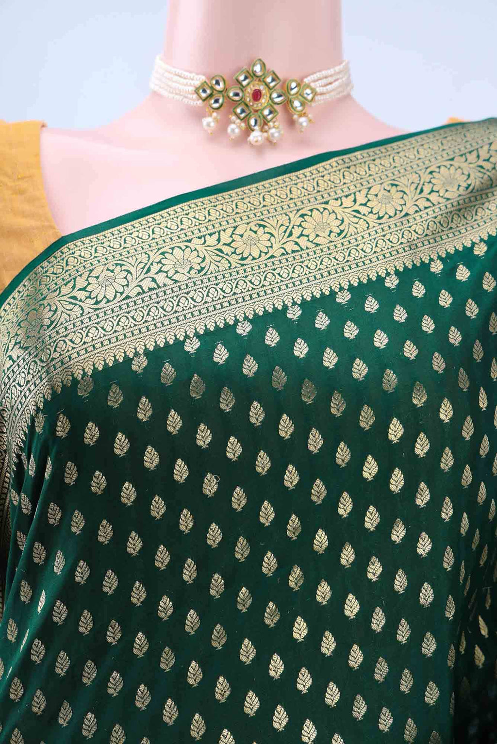 Bottle Green Mysore Crepe Saree