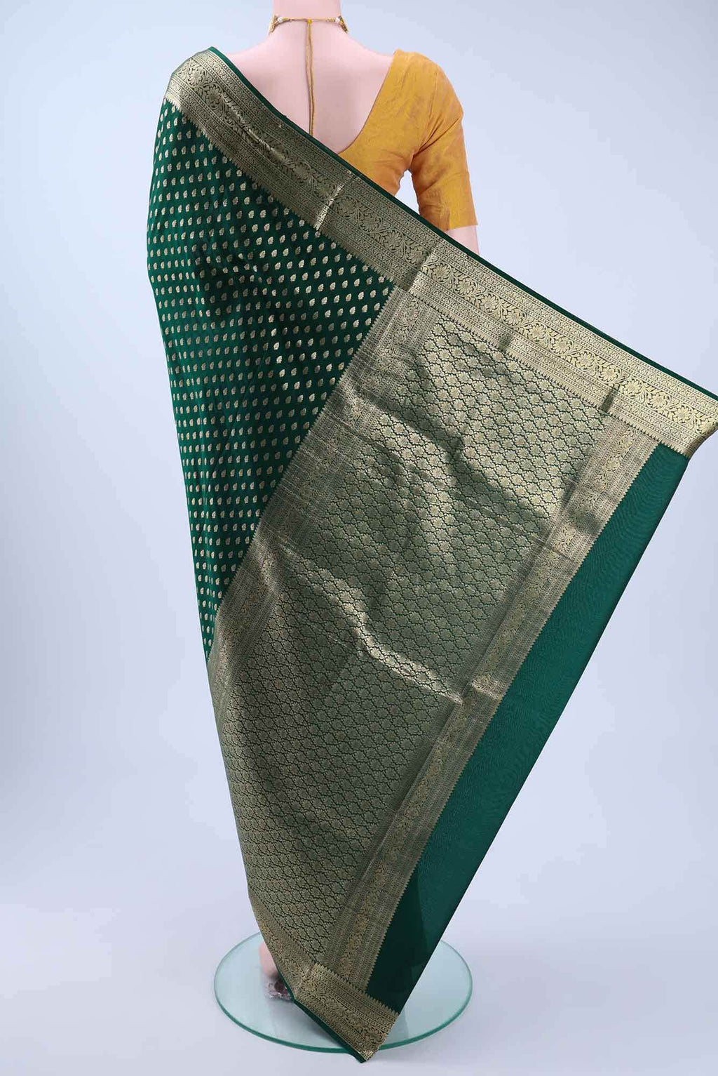 Bottle Green Mysore Crepe Saree