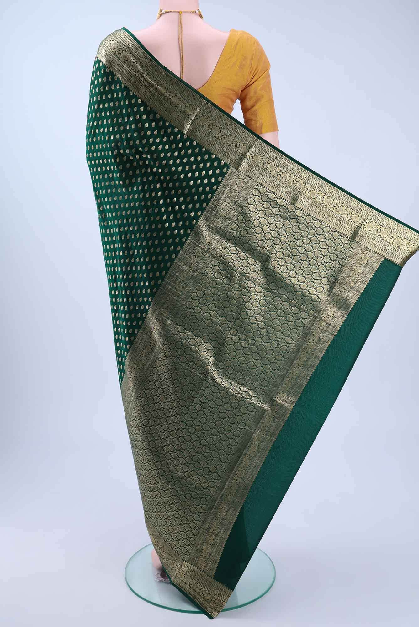 Bottle Green Mysore Crepe Saree