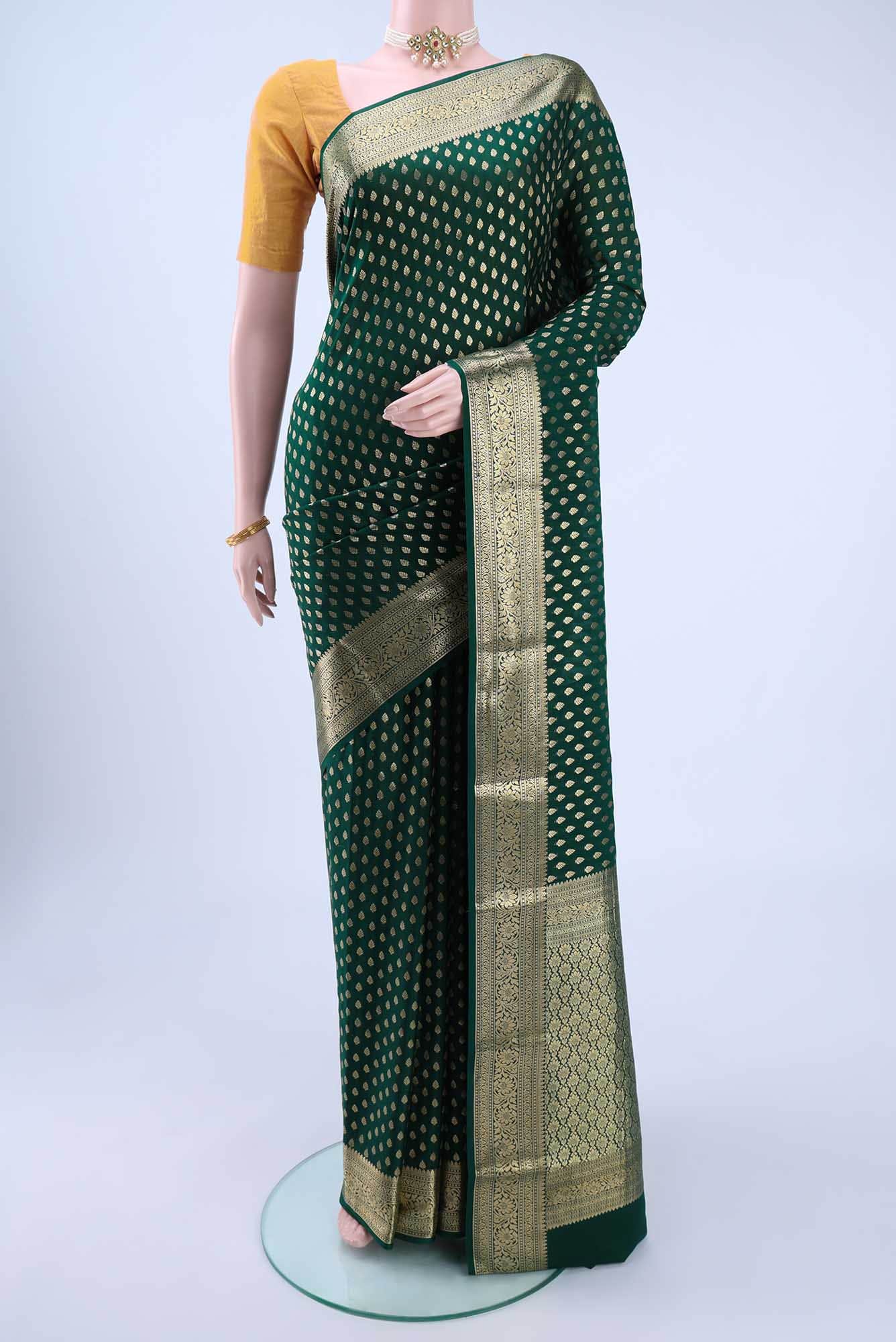 Bottle Green Mysore Crepe Saree