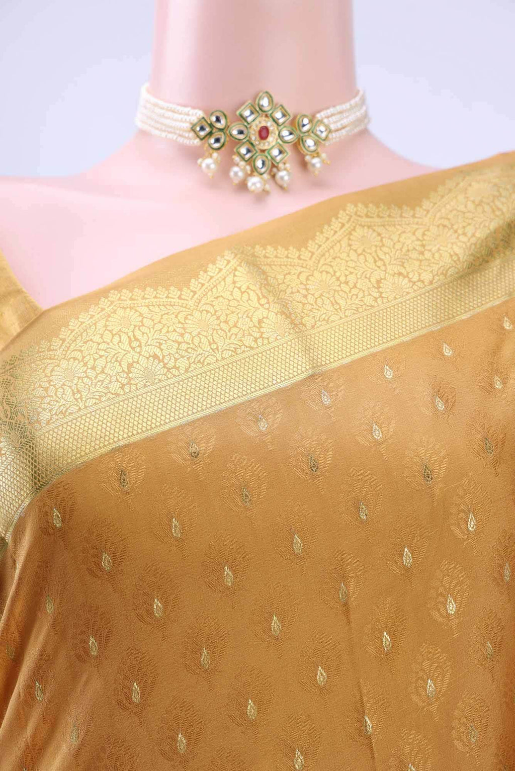 Mustard Mysore Crepe Saree
