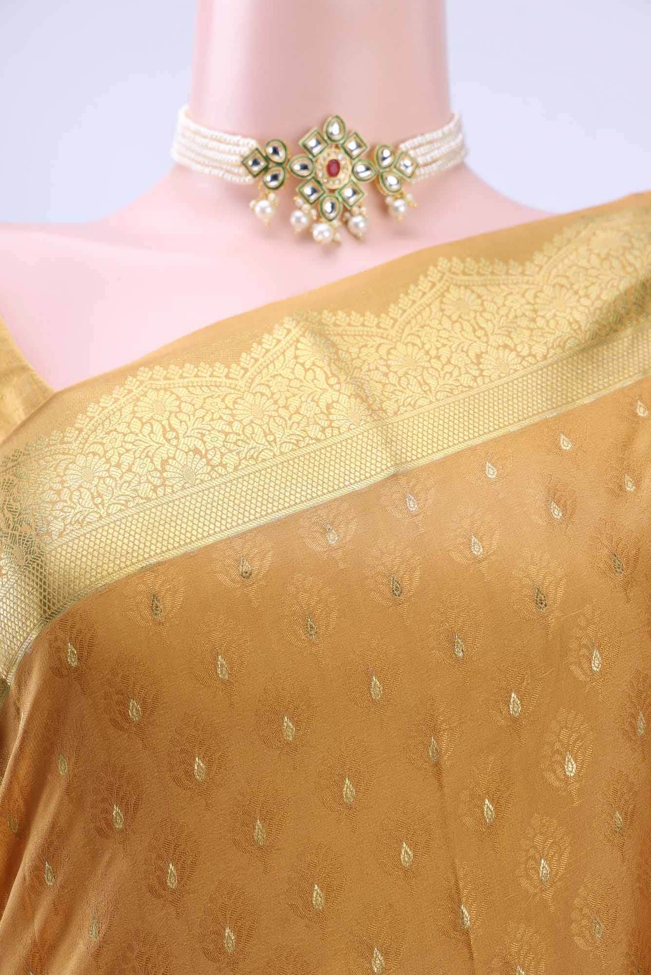 Mustard Mysore Crepe Saree