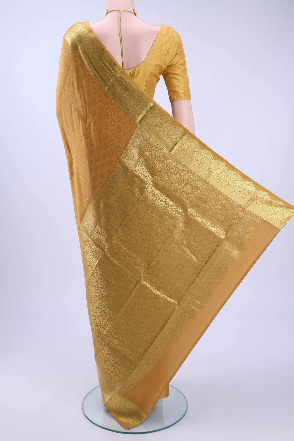 Mustard Mysore Crepe Saree