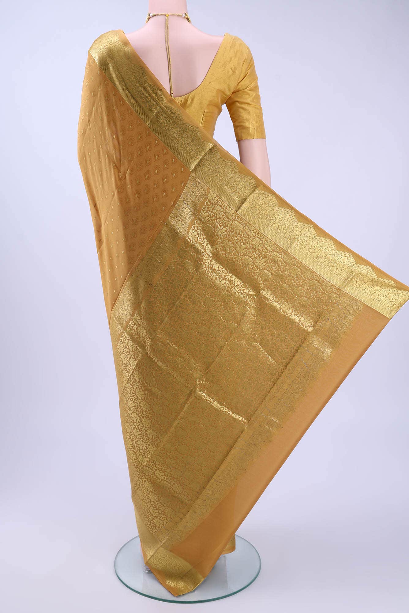 Mustard Mysore Crepe Saree