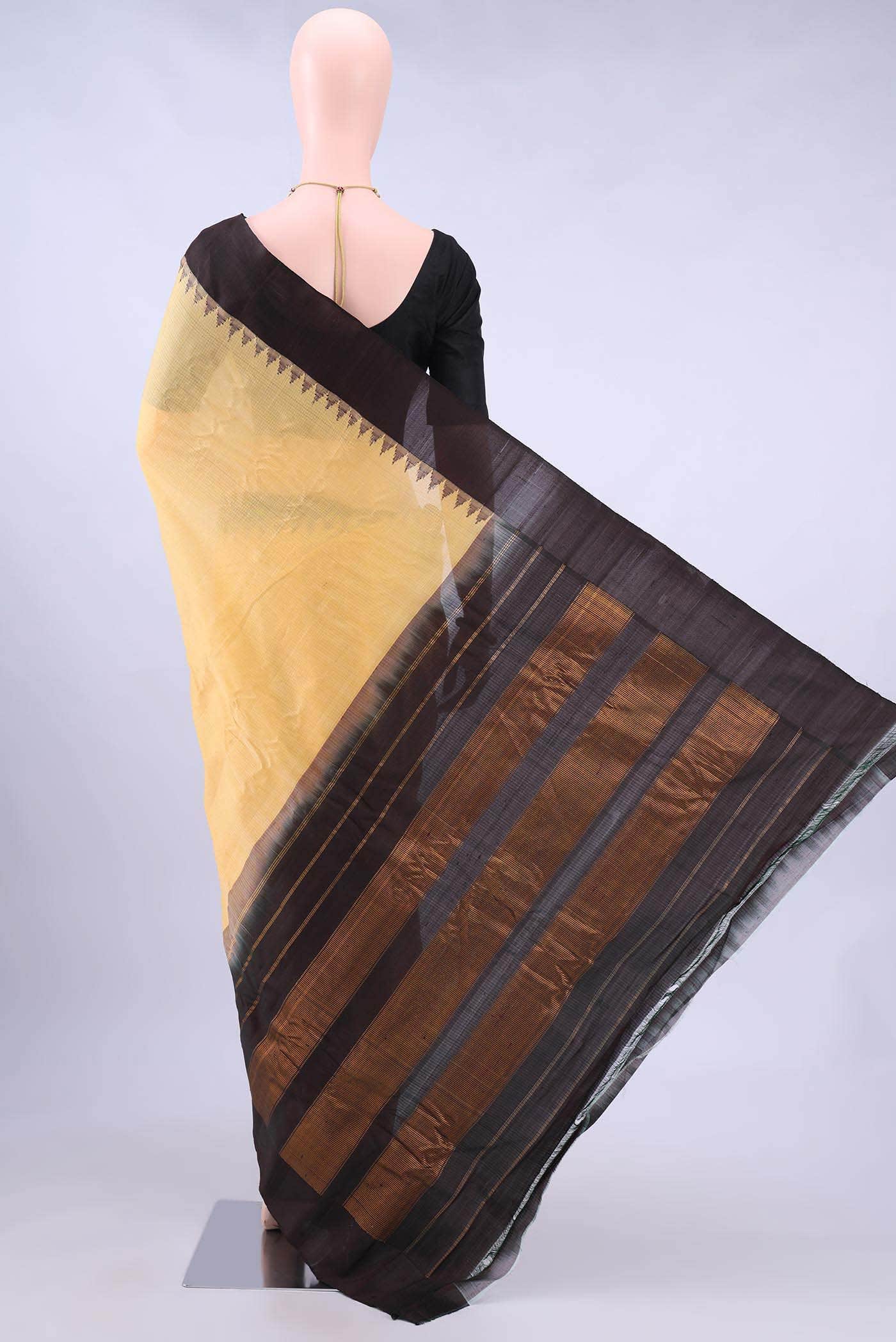 Cream Gadwal cotton Saree
