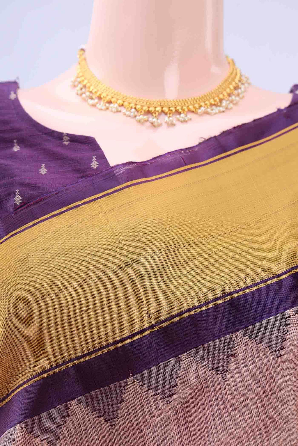 Peach Gadwal Silk Saree