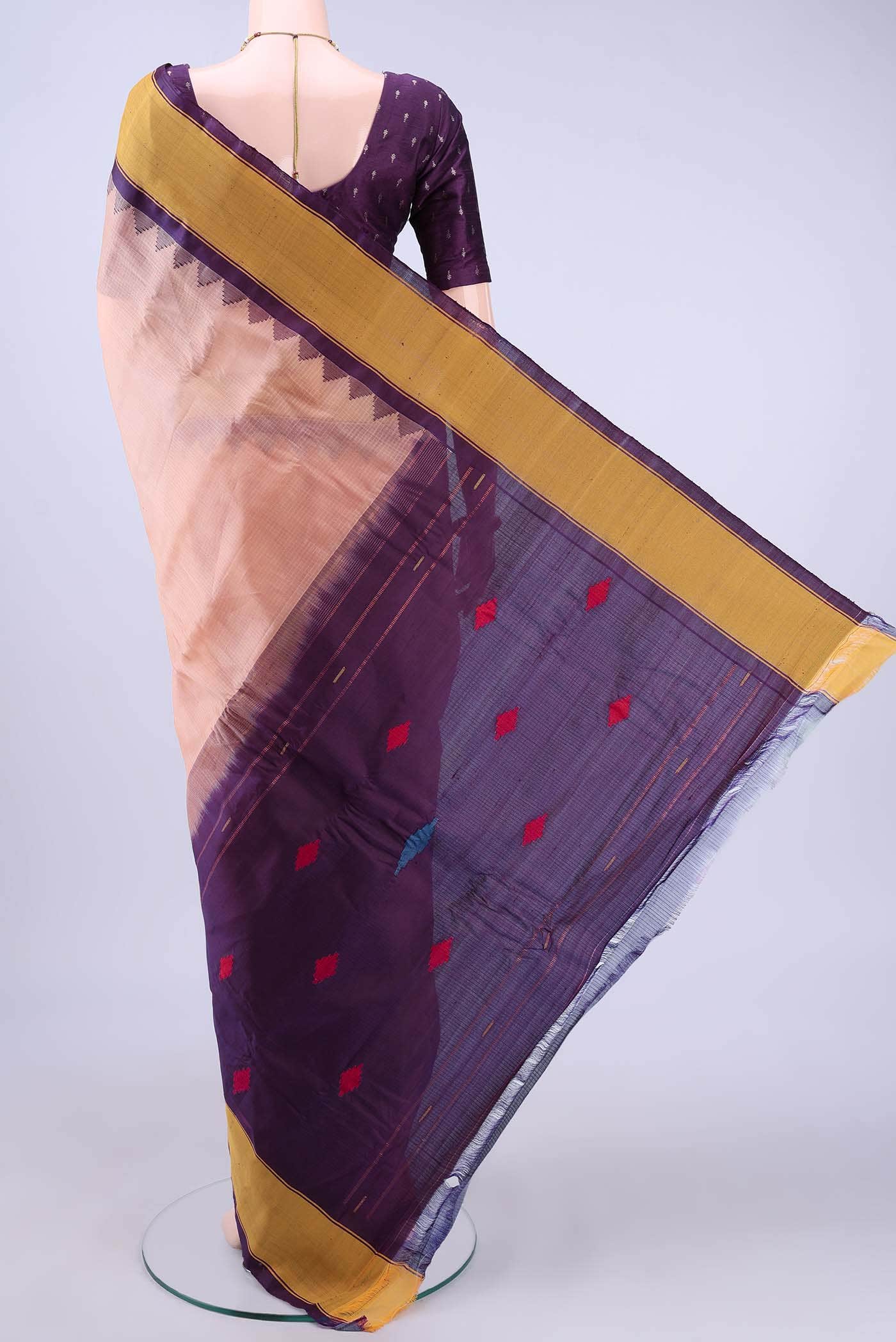 Peach Gadwal Silk Saree