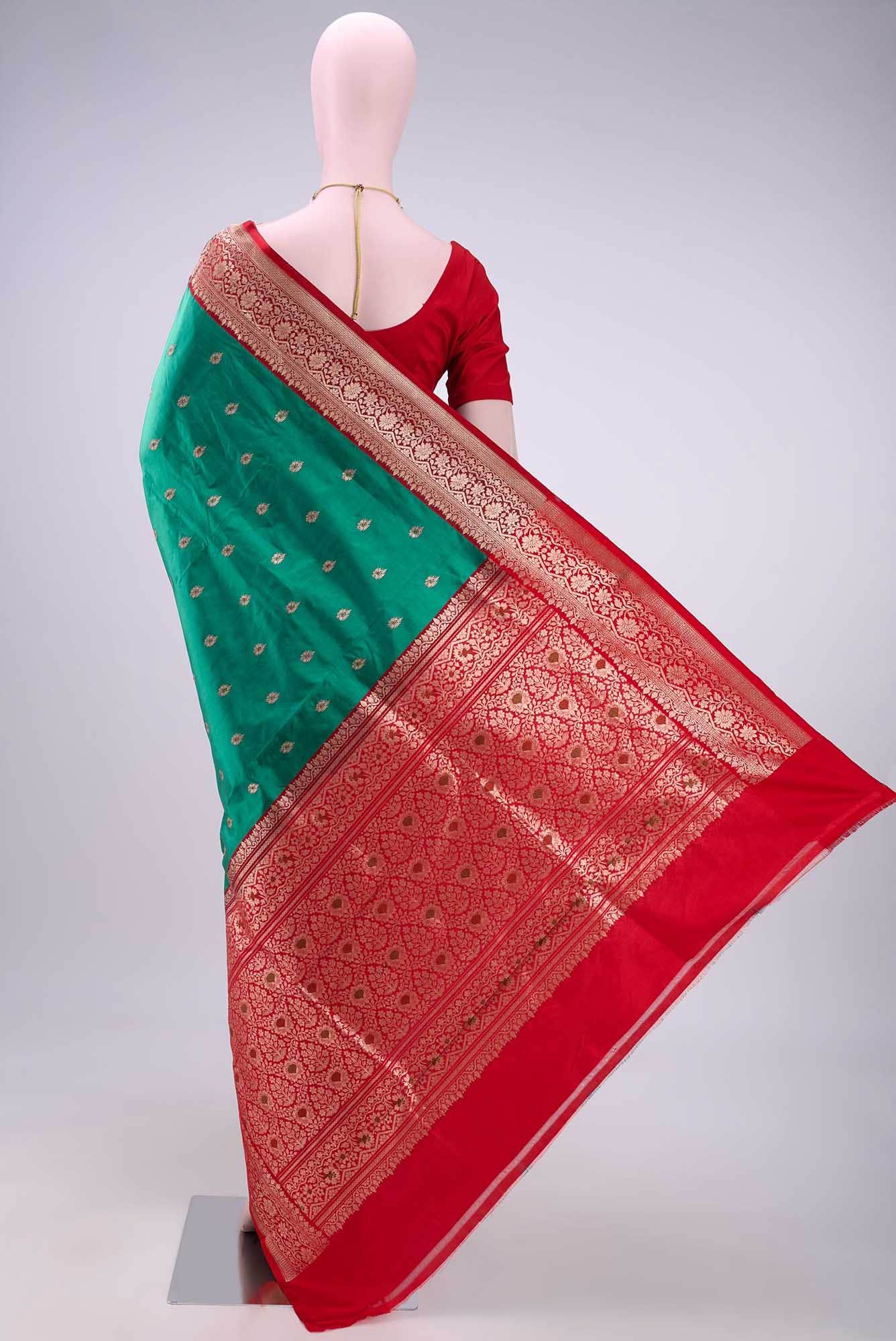 Green Dual Tone Banarasi Katan Silk Saree