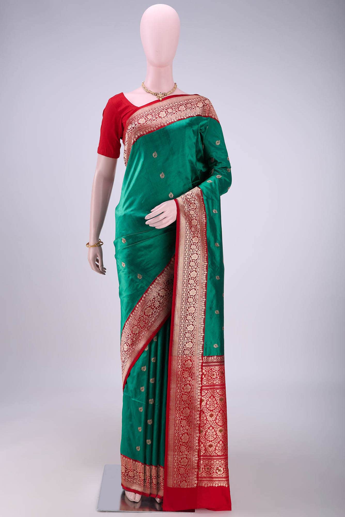 Green Dual Tone Banarasi Katan Silk Saree