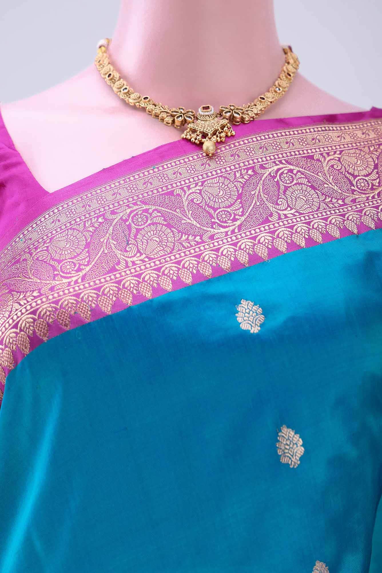 Blue Dual Tone Banarasi Katan Silk Saree
