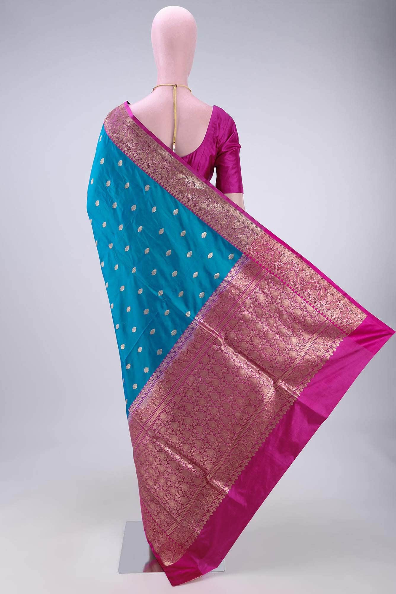 Blue Dual Tone Banarasi Katan Silk Saree