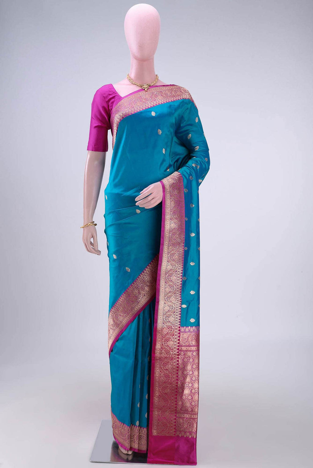 Blue Dual Tone Banarasi Katan Silk Saree