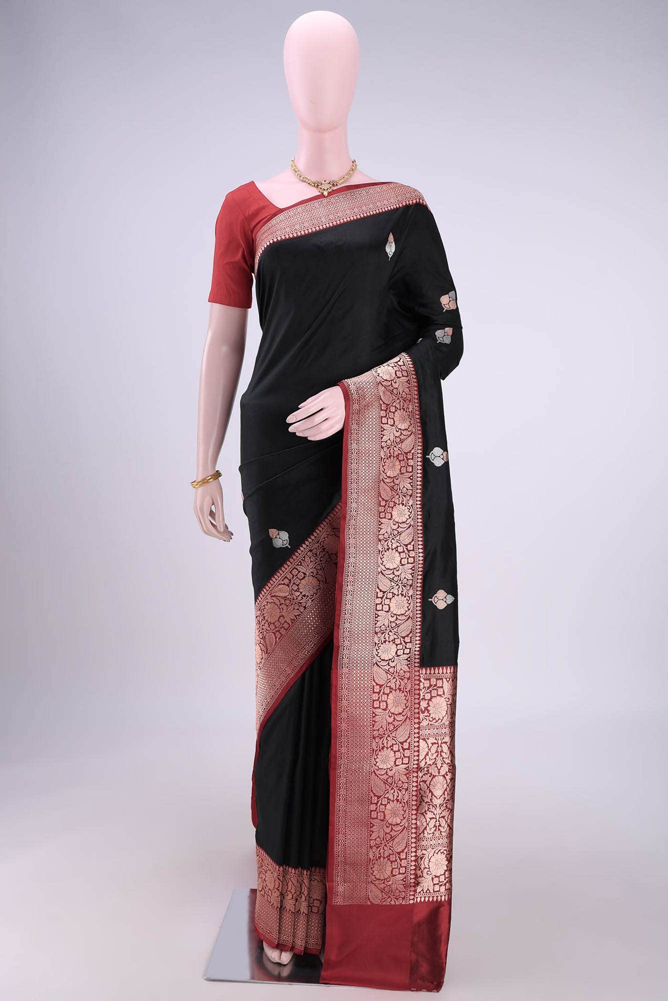 Black Dual Tone Banarasi Katan Silk Saree
