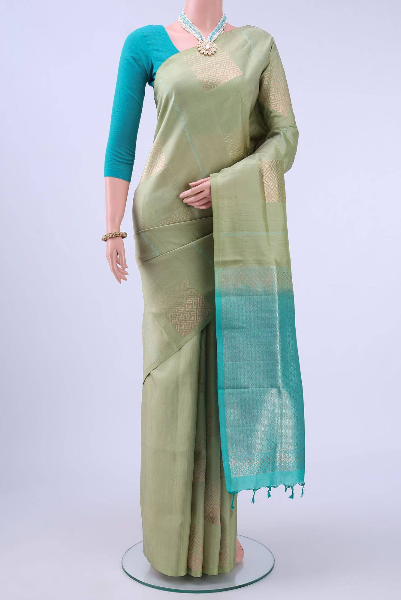 Sage Green Soft Silk Saree