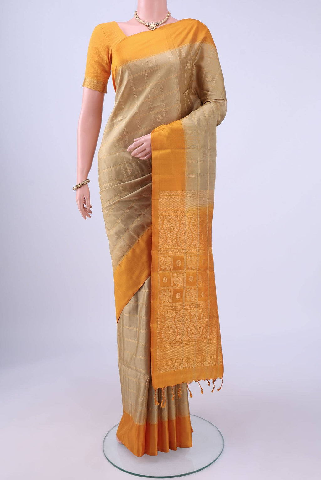 Dark Beige Soft Silk Saree