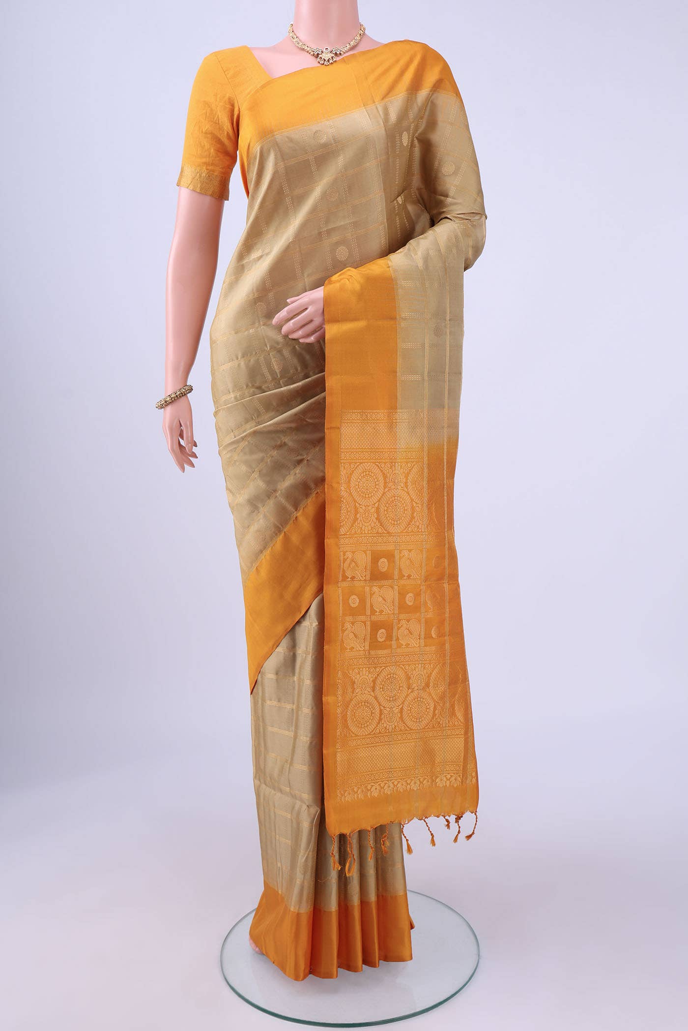 Dark Beige Soft Silk Saree