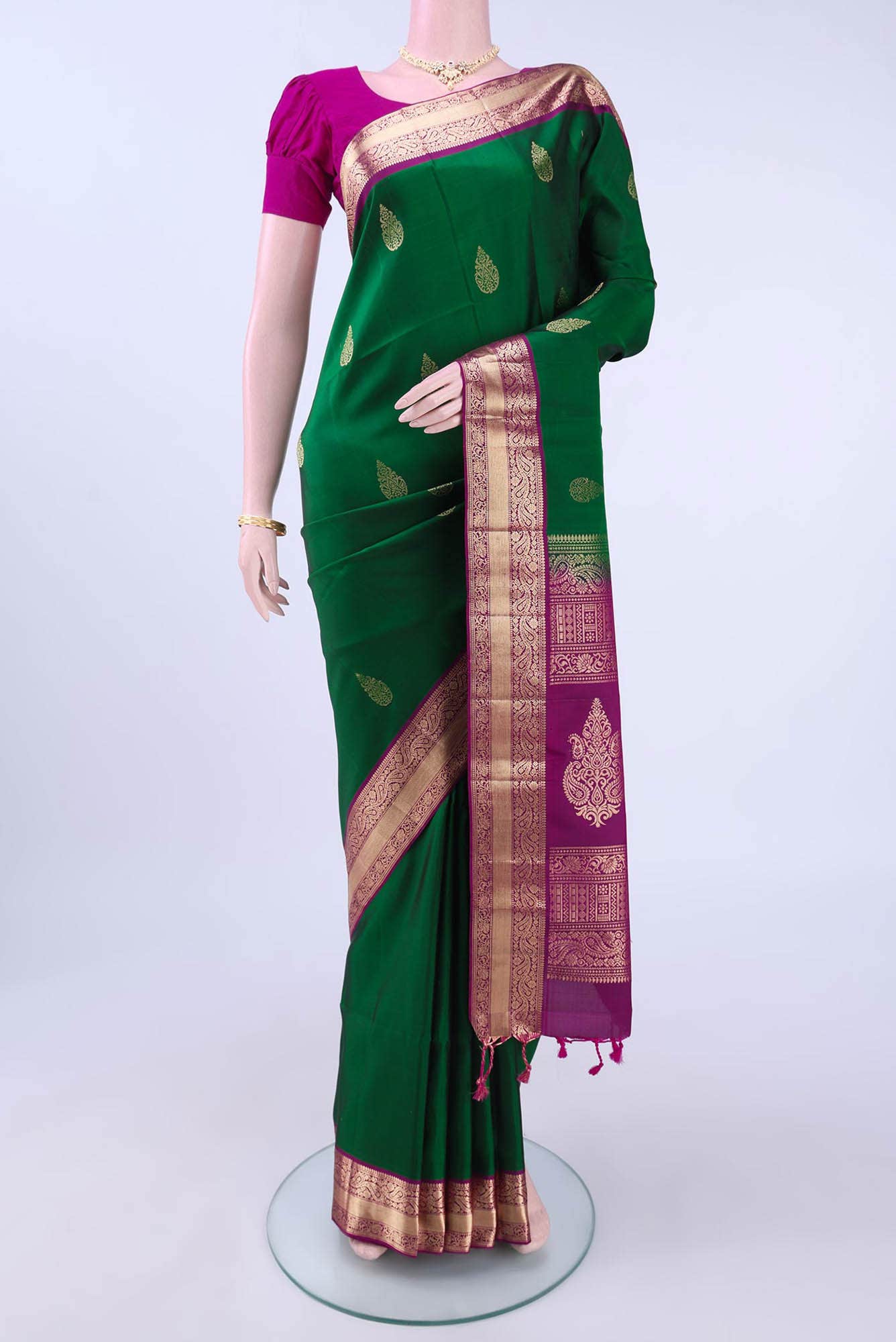 Bottle Green Soft Silk Saree