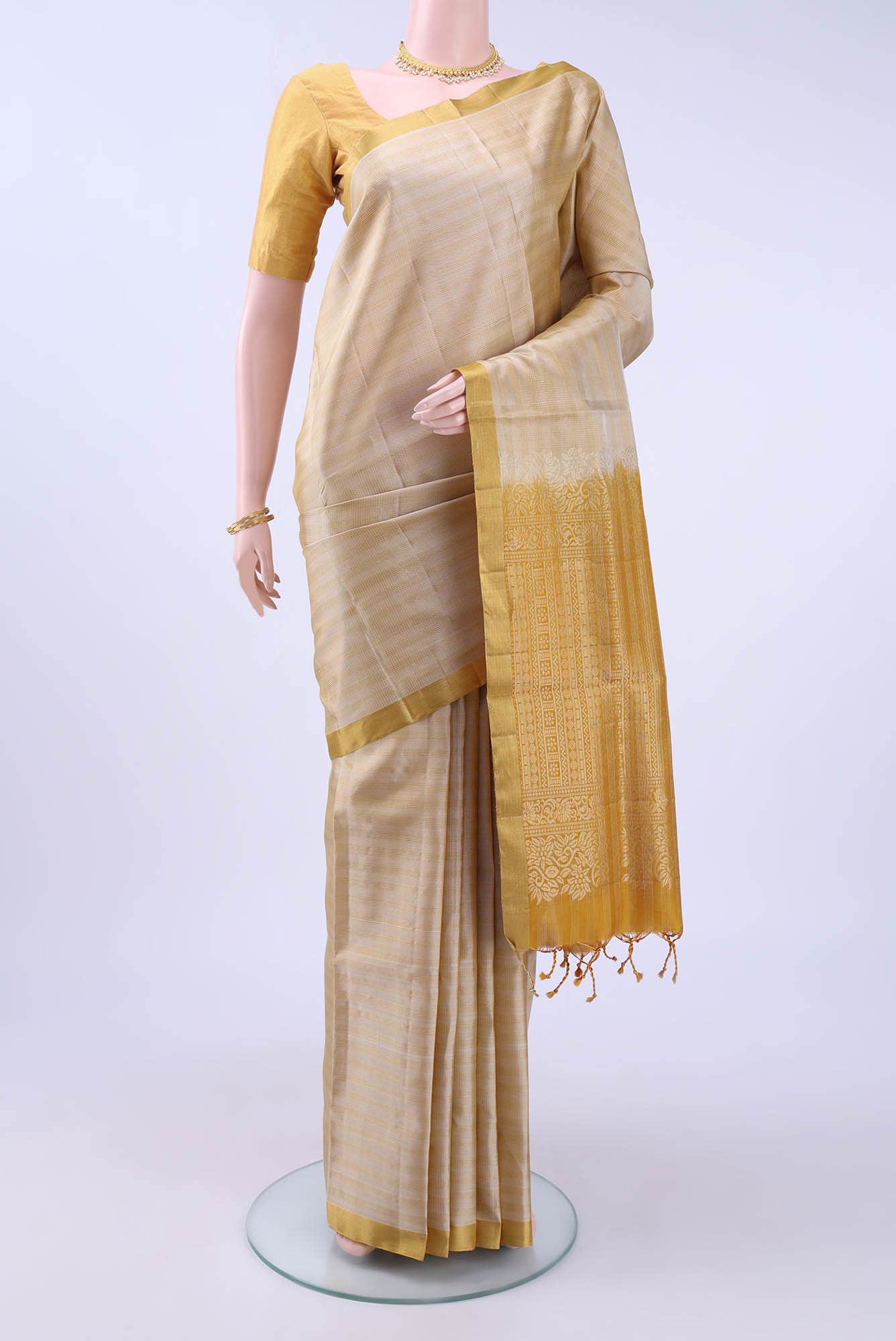 Beige Soft Silk Saree