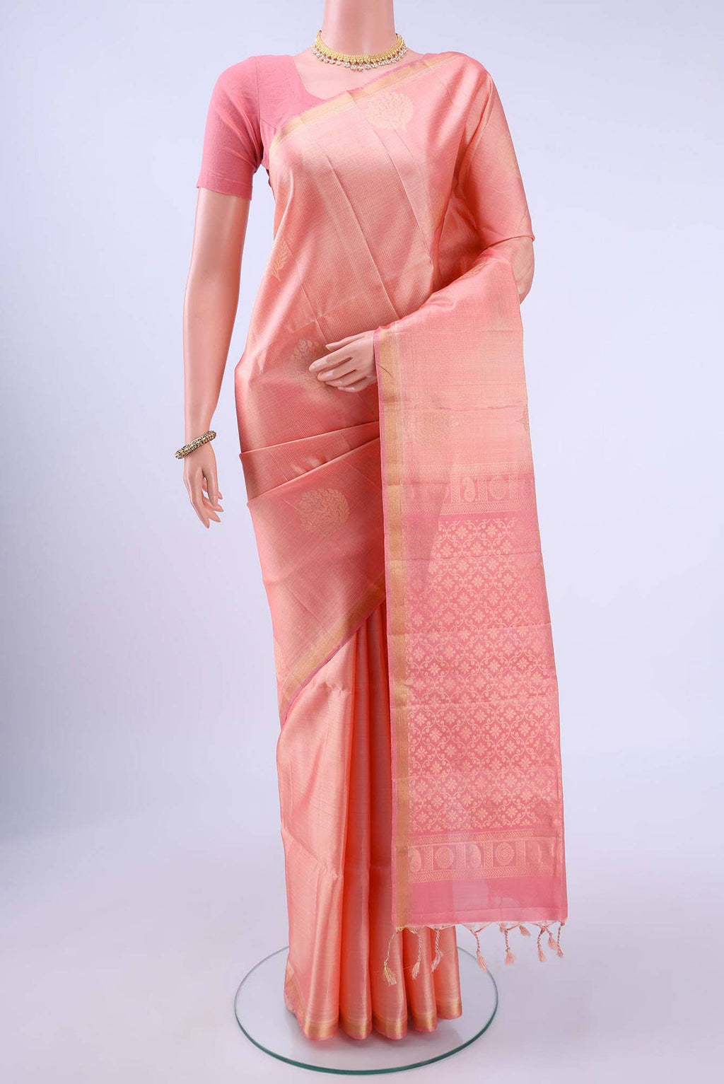Golden Peach Soft Silk Saree